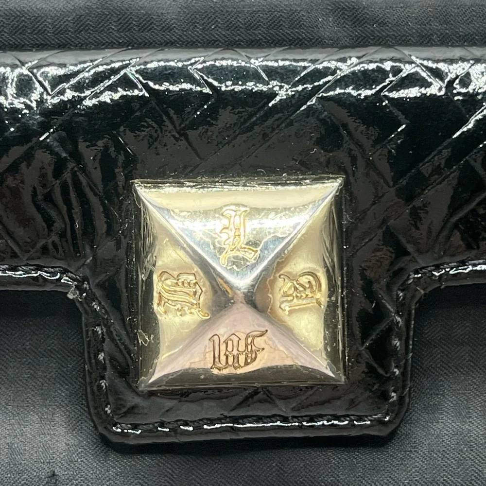 L.A.M.B VTG Y2K Gwen Stefani Black Zip Wallet Patent Leather & Fabric RARE - Picture 10 of 16